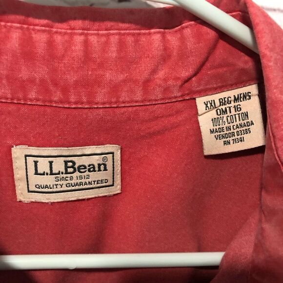 L.L. Bean Red Long Sleeve Button Up Men's Sz XXL - Picture 3 of 8